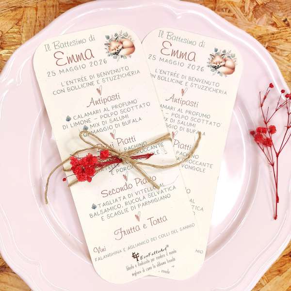 Menu piccolo carta riciclata GINA VOLPINA